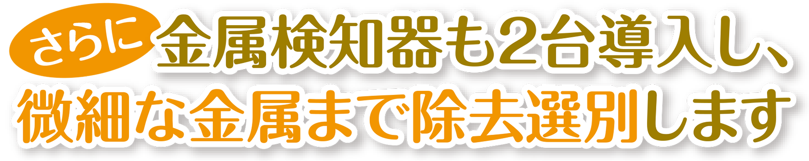 さらに、金属探知器も2台導入し、微細な金属まで除去選別します